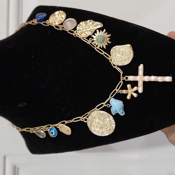 🔹️ATTERRI🔹️Cubic Zirconia  semi Precious Stone Fresh Water Pearl 17" Necklace - Picture 8 of 10